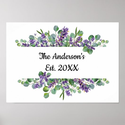 Persoonlijke Eucalyptus Lavendel Groene Huwelijksd Poster (Voorkant)