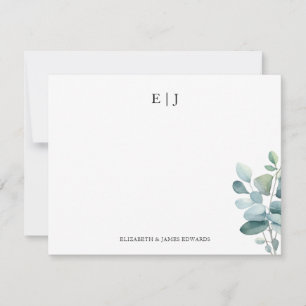 Persoonlijke Eucalyptus Monogram Koppel Initialen Notitiekaartje