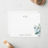 Persoonlijke Eucalyptus Monogram Koppel Initialen Notitiekaartje (Voorkant / Achterkant in situ)