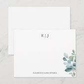 Persoonlijke Eucalyptus Monogram Koppel Initialen Notitiekaartje (Voorkant / Achterkant)