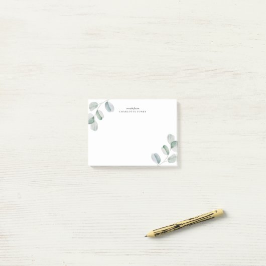Persoonlijke Eucalyptus Post-it® Notes (Op bureau)