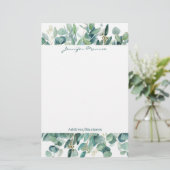 Persoonlijke eucalyptus rand briefpapier (Staand voorkant)