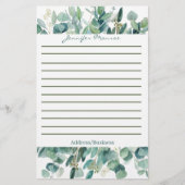 Persoonlijke eucalyptus rand met lijnen briefpapier (Voorkant)