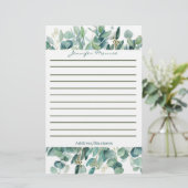 Persoonlijke eucalyptus rand met lijnen briefpapier (Staand voorkant)