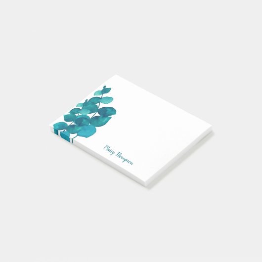 Persoonlijke eucalyptusbladeren post-it® notes (Schuin)