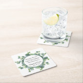 Persoonlijke eucalyptusbruiloft kartonnen onderzetters (Insitu)