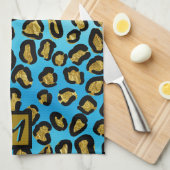 Persoonlijke exotische luipaardprint initiaal theedoek (Quarter Fold)