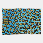 Persoonlijke exotische luipaardprint initiaal theedoek (Horizontaal)