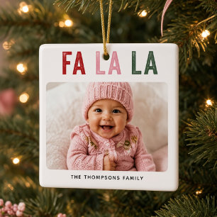 Persoonlijke Fa La La Baby Foto Kerstmis Keramisch Ornament