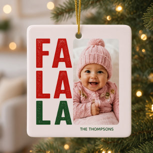 Persoonlijke Fa La La Familie Foto Kerstmis Keramisch Ornament