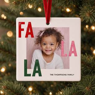 Persoonlijke Fa La La Familie Foto Kerstmis Keramisch Ornament