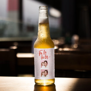 Persoonlijke Fa La La La Roze Kerst Foto Bier Etiket