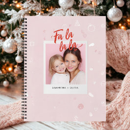 Persoonlijke Fa La La La Roze Kerst Foto Notitieboek