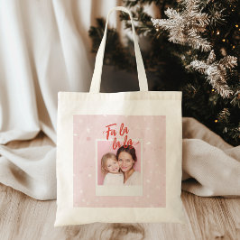 Persoonlijke Fa La La La Roze Kerst Foto Tote Bag