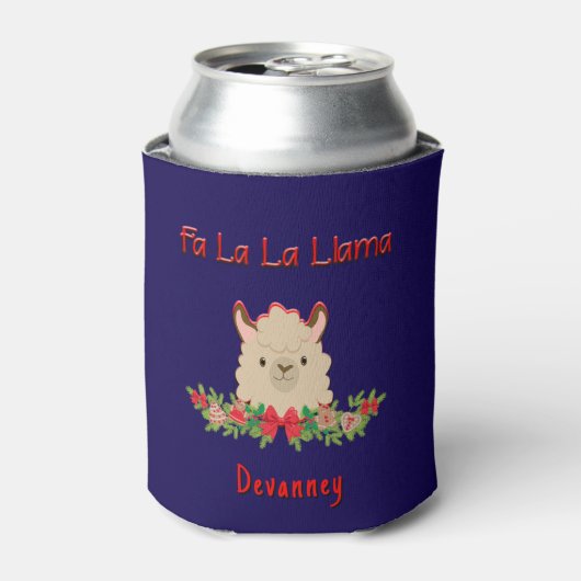 Persoonlijke Fa La La Llama Kerstmis Blikjeskoeler (Blikje Voorkant)