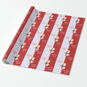 Persoonlijke Faeröer-eilanden Engel Vlag Rood Wit Cadeaupapier