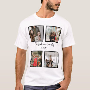 Persoonlijke familie 4 foto-collage sjabloon T-Shi T-shirt