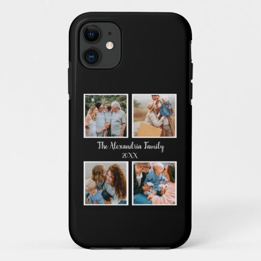 Persoonlijke familie 4 sjabloon fotocollage Case-Mate iPhone case (Achterkant)