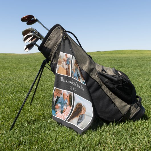 Persoonlijke familie 4 sjabloon fotocollage golfhanddoek (Groen)