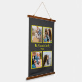 Persoonlijke familie 4 sjabloon fotocollage hangend wandkleed (Gebogen)