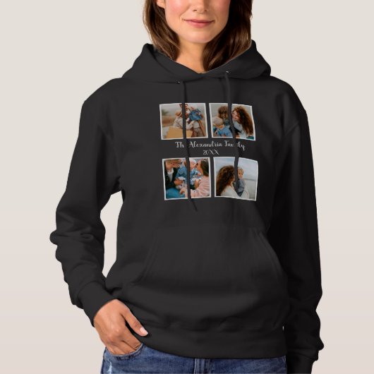 Persoonlijke familie 4 sjabloon fotocollage hoodie (Voorkant)