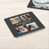 Persoonlijke familie 4 sjabloon fotocollage kartonnen onderzetters (Gebogen)