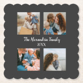 Persoonlijke familie 4 sjabloon fotocollage kartonnen onderzetters (Voorkant)