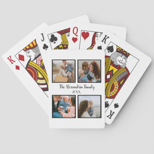 Persoonlijke familie 4 sjabloon fotocollage pokerkaarten (Achterkant)