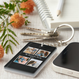 Persoonlijke familie 4 sjabloon fotocollage sleutelhanger