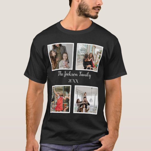 Persoonlijke familie 4 sjabloon fotocollage t-shirt (Voorkant)