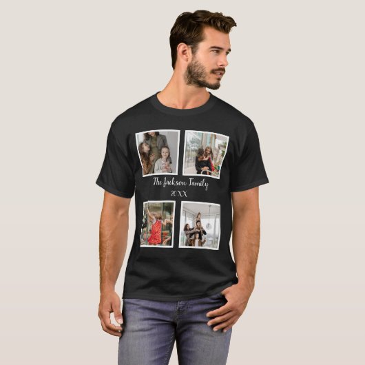 Persoonlijke familie 4 sjabloon fotocollage t-shirt (Voorkant volledig)