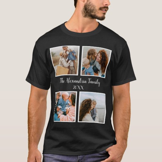 Persoonlijke familie 4 sjabloon fotocollage t-shirt (Voorkant)