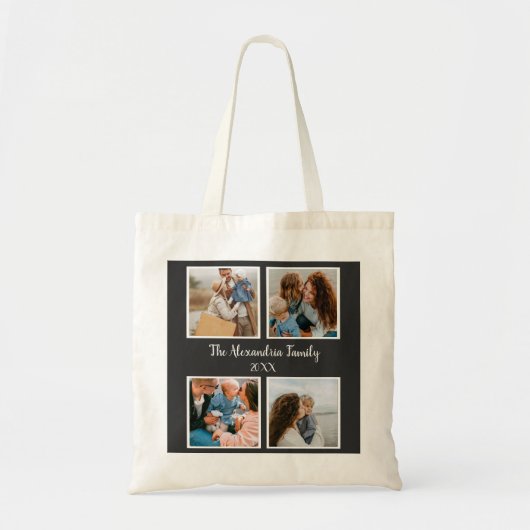 Persoonlijke familie 4 sjabloon fotocollage tote bag (Voorkant)