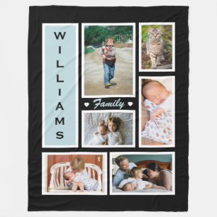 Persoonlijke familie Foto Collage Black White Fleece Deken