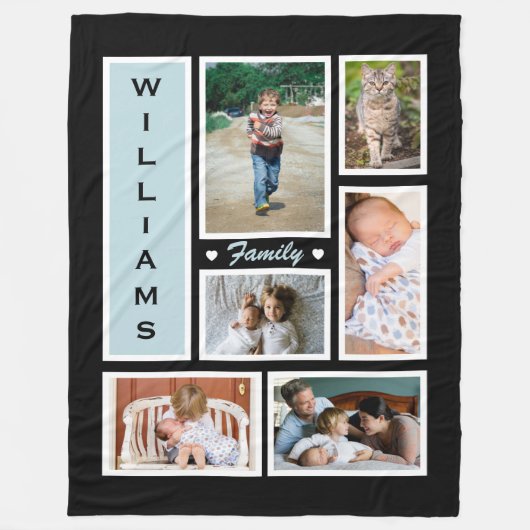 Persoonlijke familie foto zwart-wit fleece deken (Voorkant)