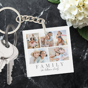 Persoonlijke familie fotocollage sleutelhanger