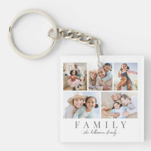 Persoonlijke familie fotocollage sleutelhanger