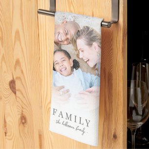 Persoonlijke familie fotocollage theedoek