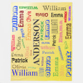 Persoonlijke Familie 🏡💖 Naam Woordwolk Geel Fleece Deken (Voorkant)