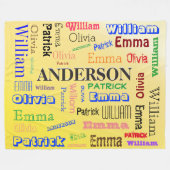 Persoonlijke Familie 🏡💖 Naam Woordwolk Geel Fleece Deken (Voorkant (Horizontaal))