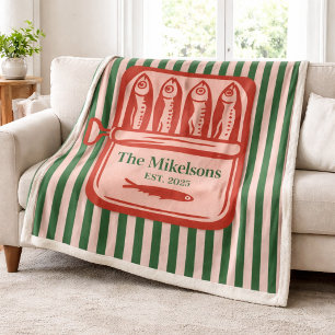 Persoonlijke familie retro sardineblik strepen fleece deken
