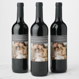Persoonlijke familiefoto | Aangepaste familienaam Wijn Etiket