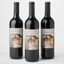 Persoonlijke familiefoto | Aangepaste familienaam Wijn Etiket