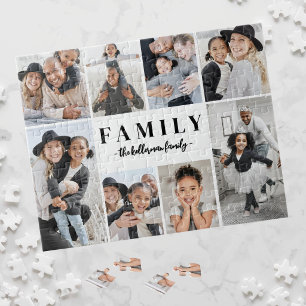 Persoonlijke familiefoto collage met naam legpuzzel