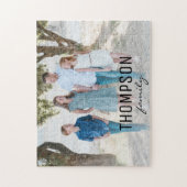 Persoonlijke familiefoto en naam legpuzzel (Verticaal)