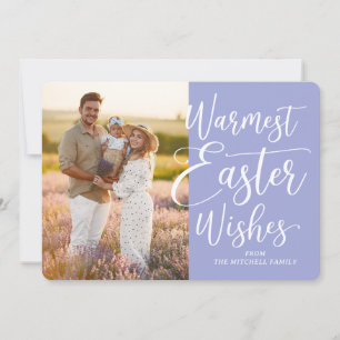 Persoonlijke familiefoto Gelukkig Pasen Paarsblauw Feestdagenkaart