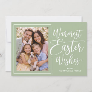 Persoonlijke familiefoto Gelukkig Pasen Saliegroen Feestdagenkaart