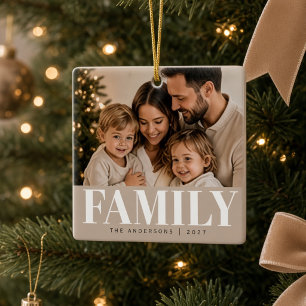Persoonlijke familiefoto Kerst Keramisch Ornament