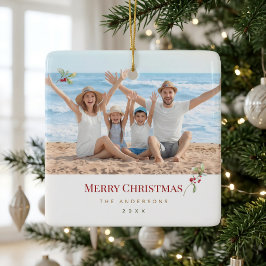 Persoonlijke familiefoto Kerstbal Keramisch Ornament