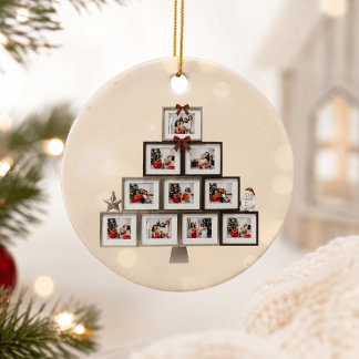 Persoonlijke familiefoto Kerstboomornament Keramisch Ornament
